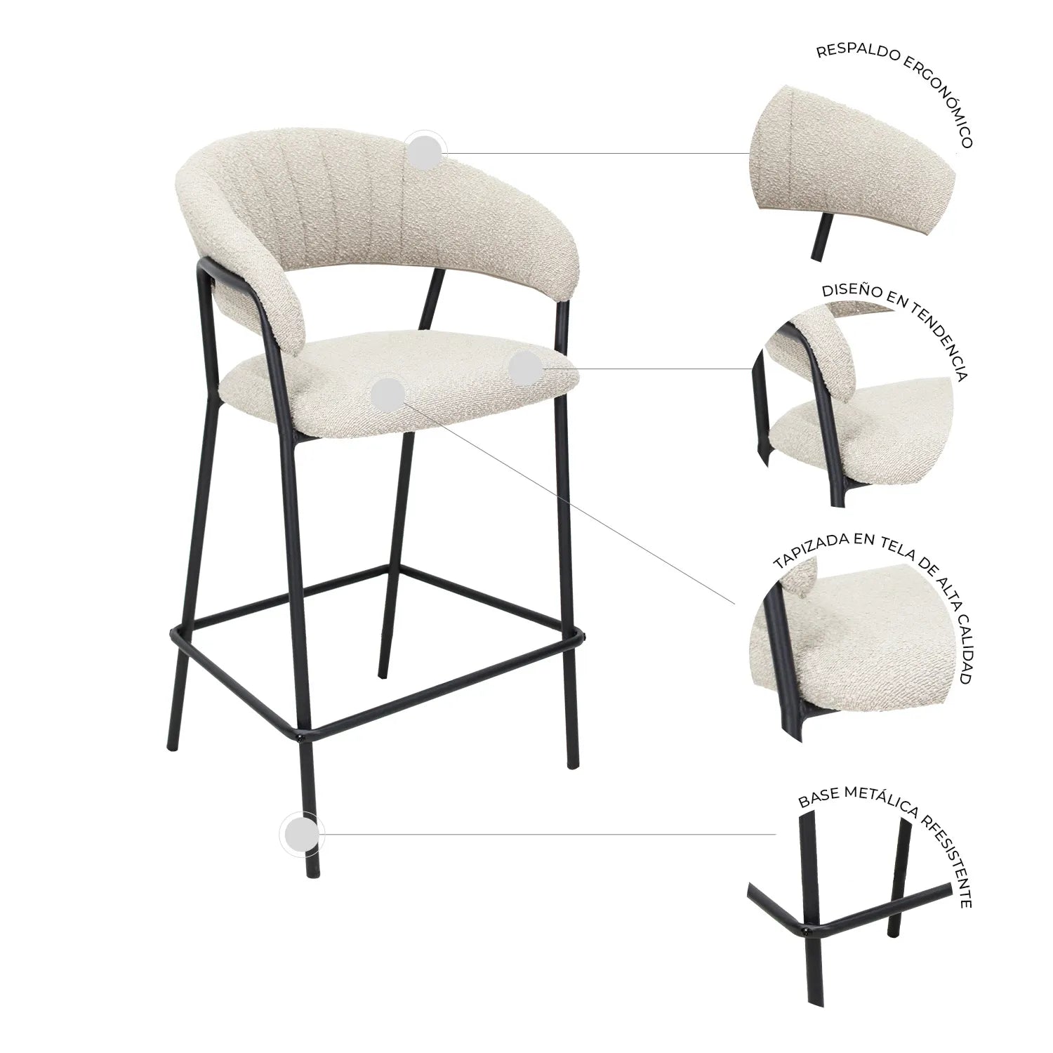 Set de 2 Bancos Caceres 65cm W29