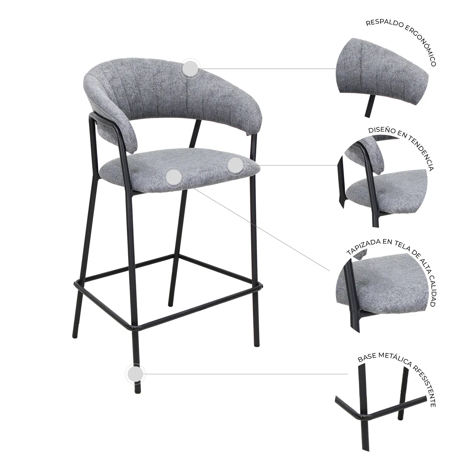 Set de 2 Bancos Caceres 65cm W29