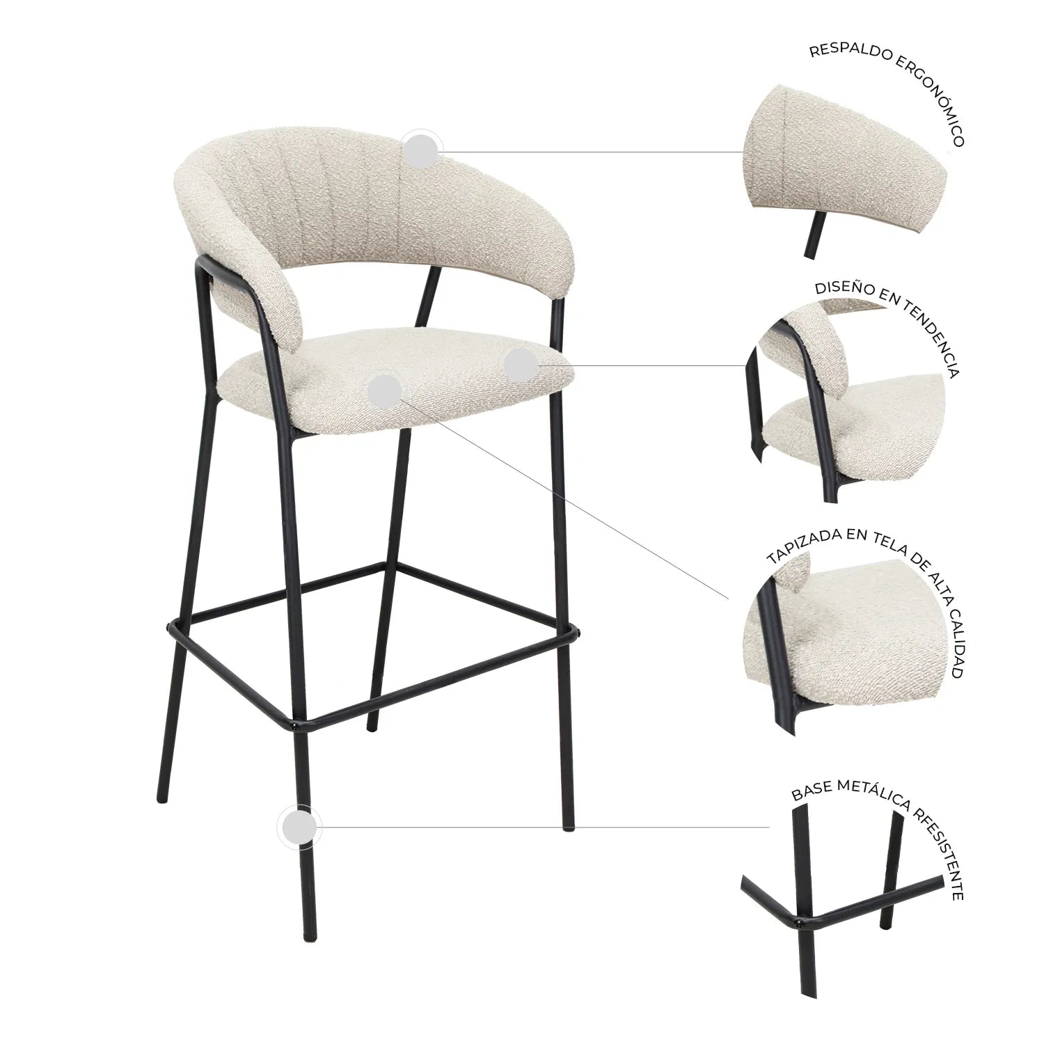 Set de 2 Bancos Caceres 75cm W29