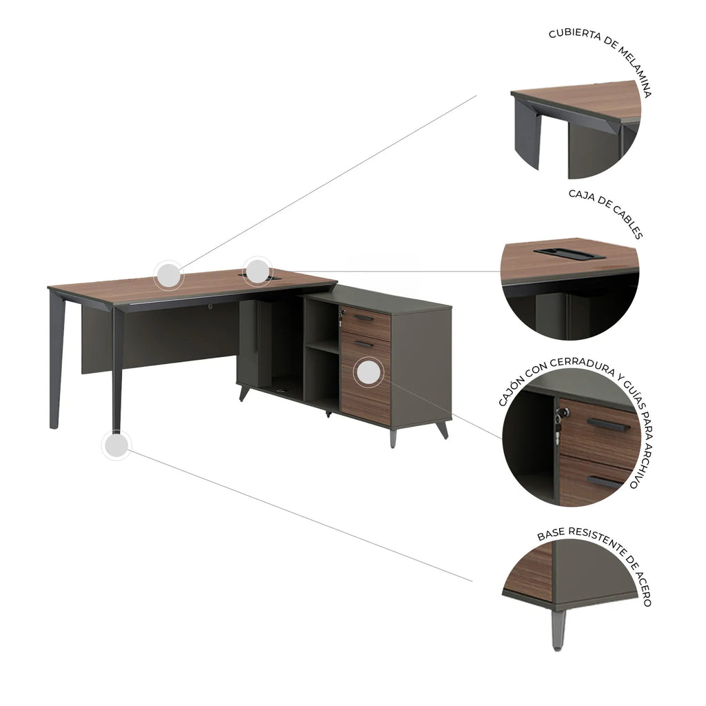 Escritorio ejecutivo Cracovia 160 Lateral