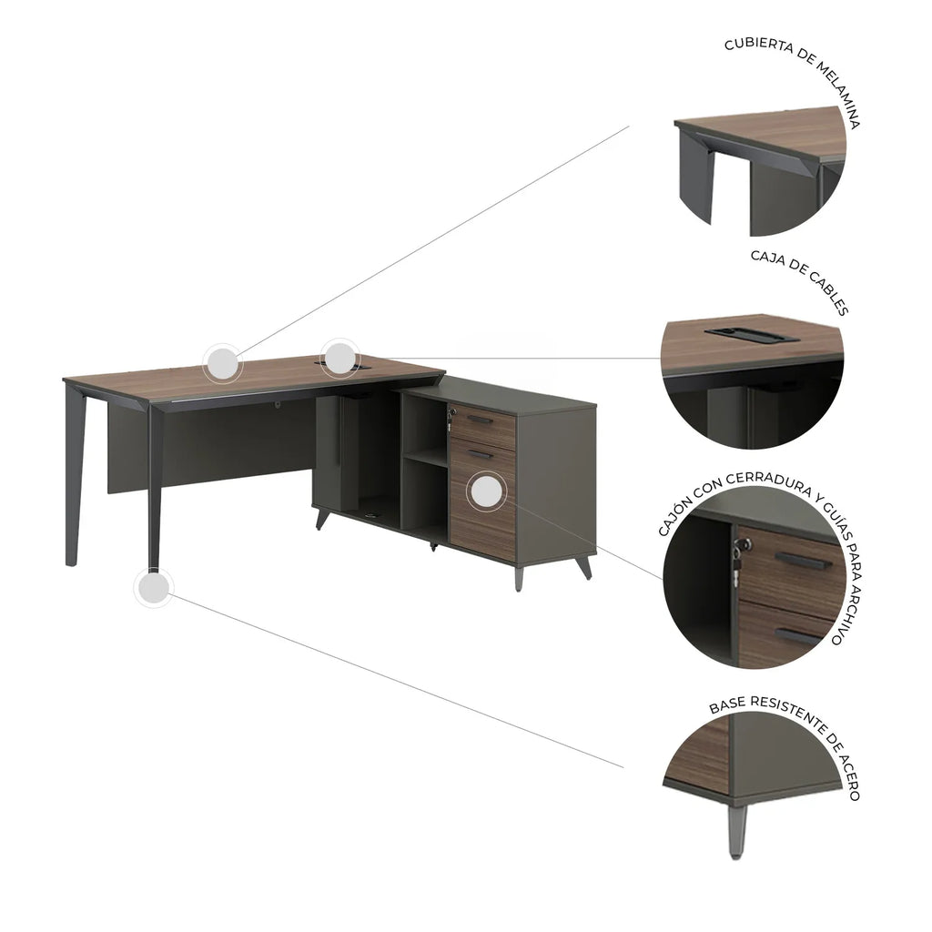 Escritorio ejecutivo Cracovia 180 Lateral