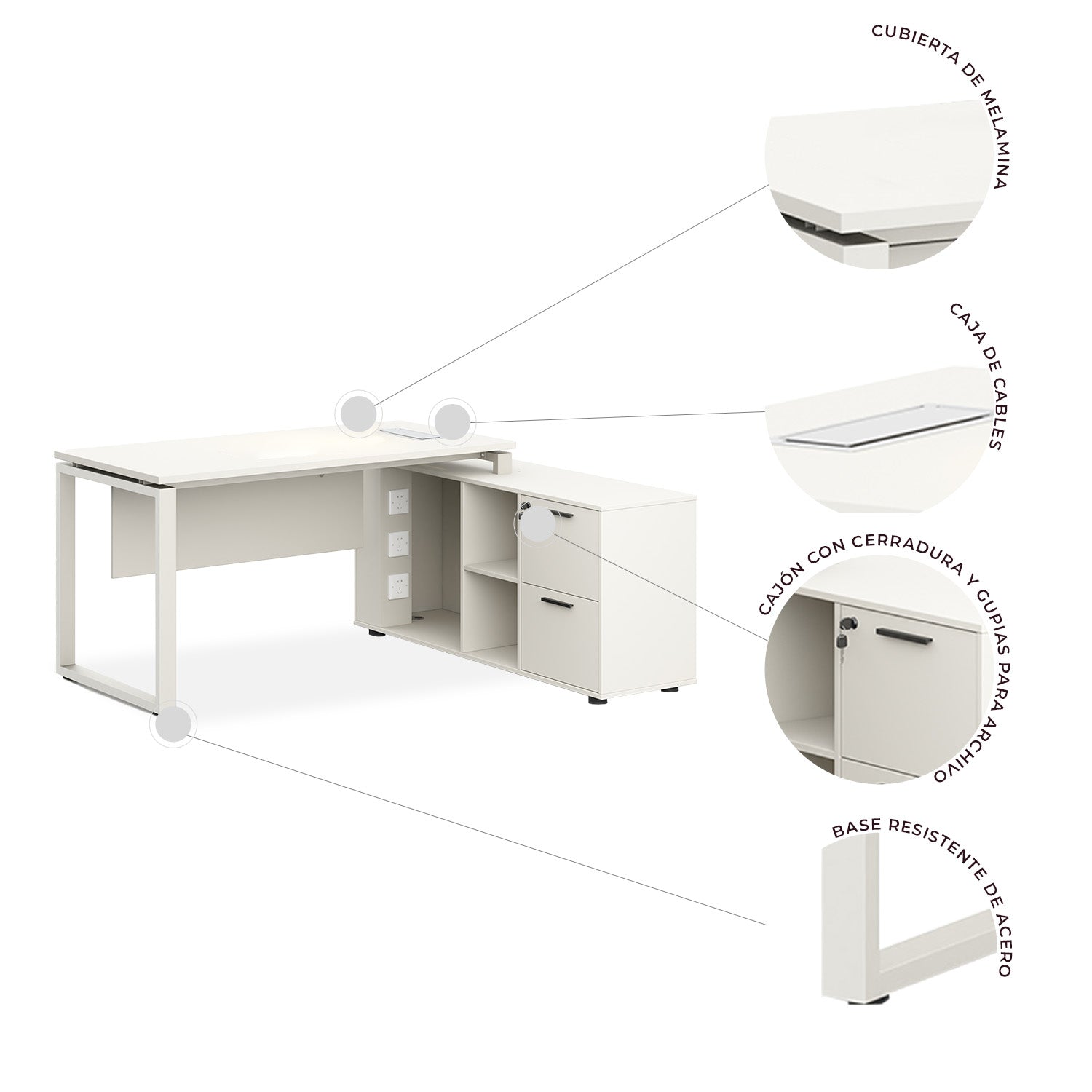 Escritorio ejecutivo Zadar 160 Lateral