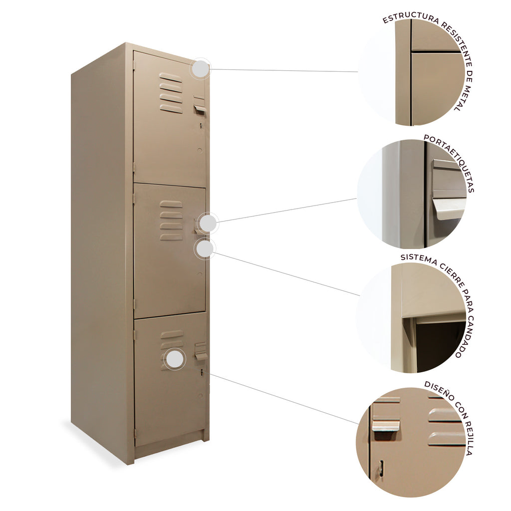 Locker 3 Puertas 180X38X45