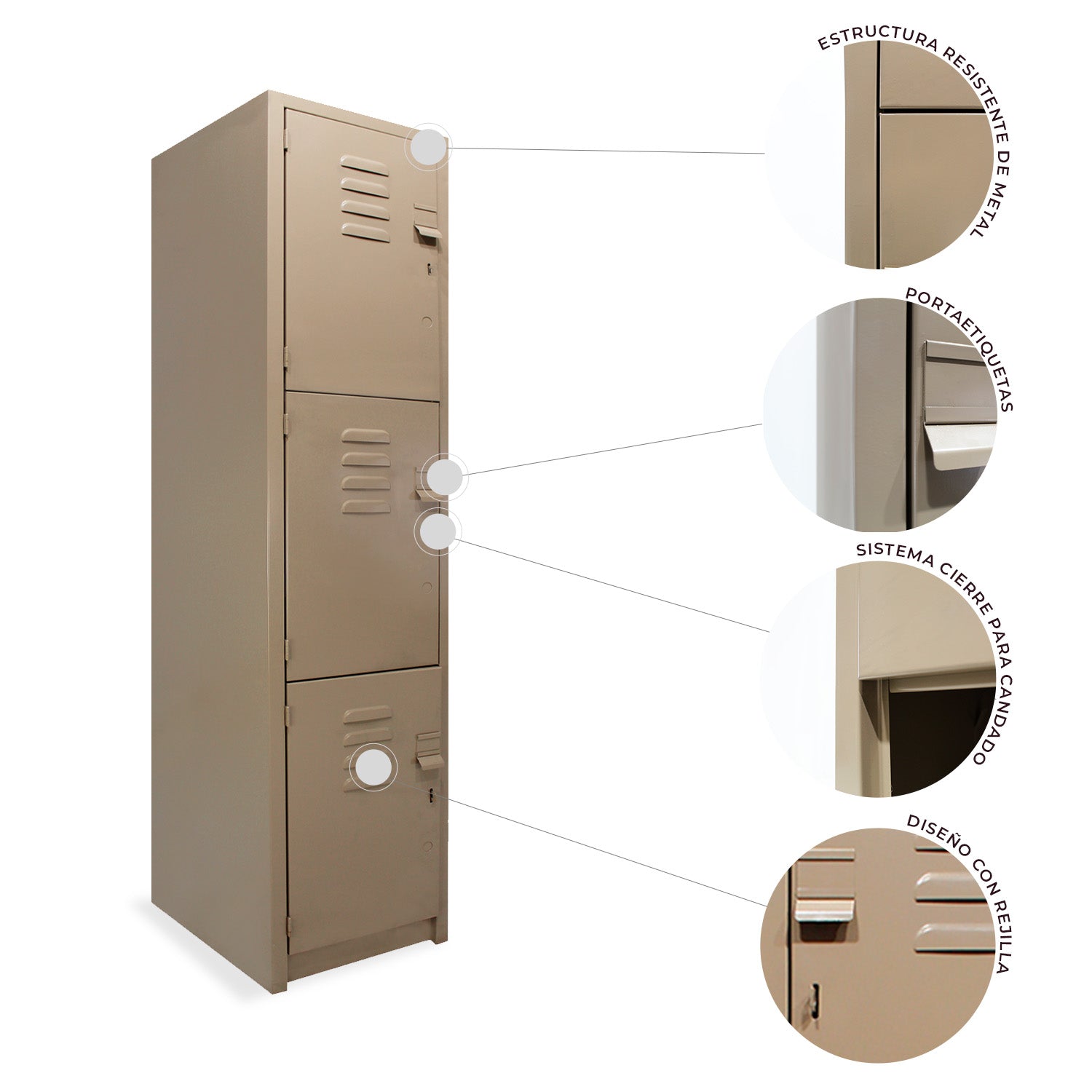 Locker 3 Puertas 180X38X45