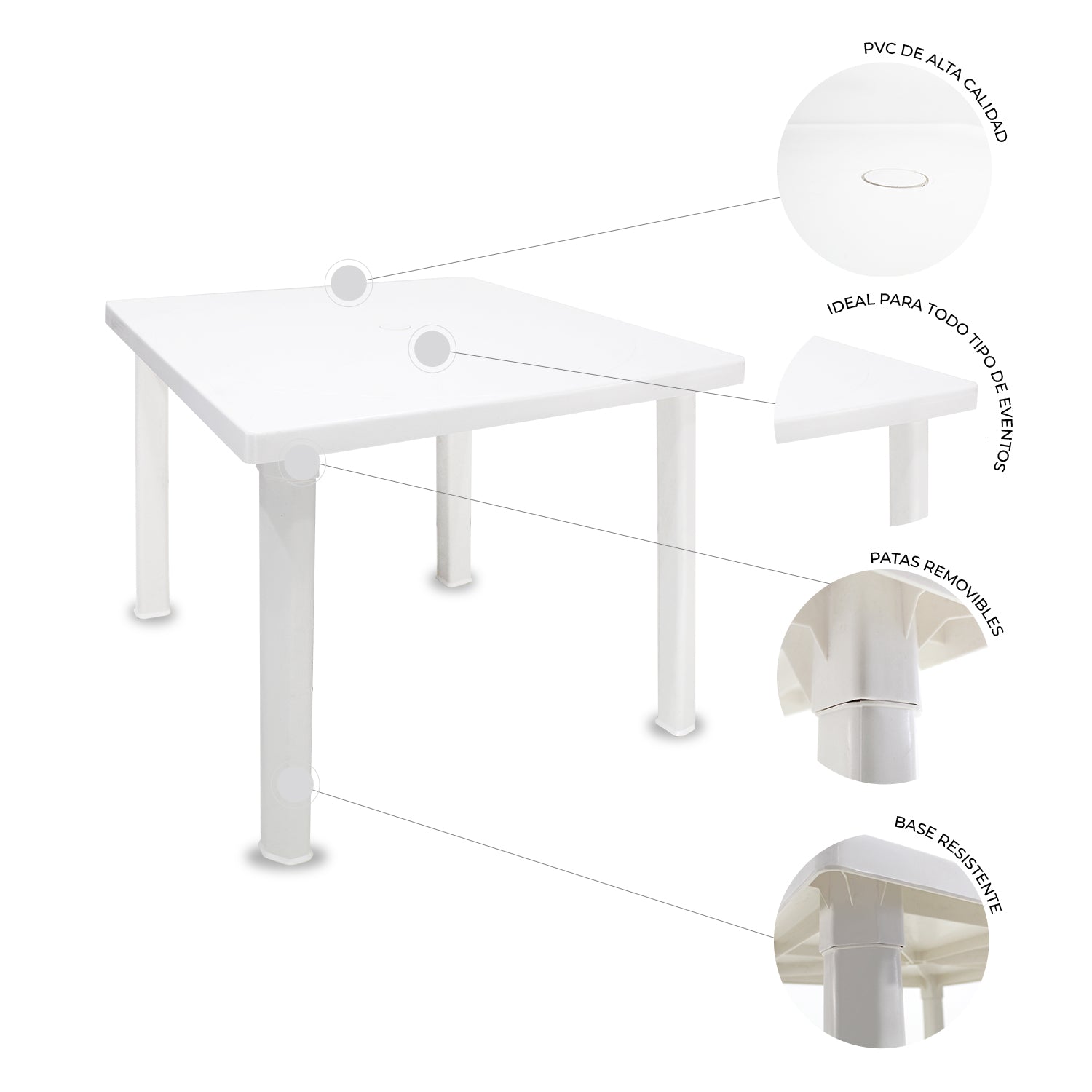 Mesa Cuadrada Desarmable 80cm