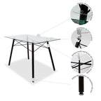 Comedor Mesa Oslo Cristal T5 NOGAL + 4 Sillas Frankfurt