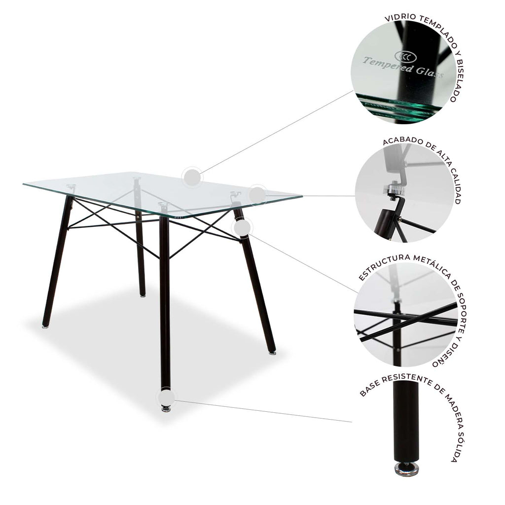 Mesa de Comedor Rectangular T5 Nogal