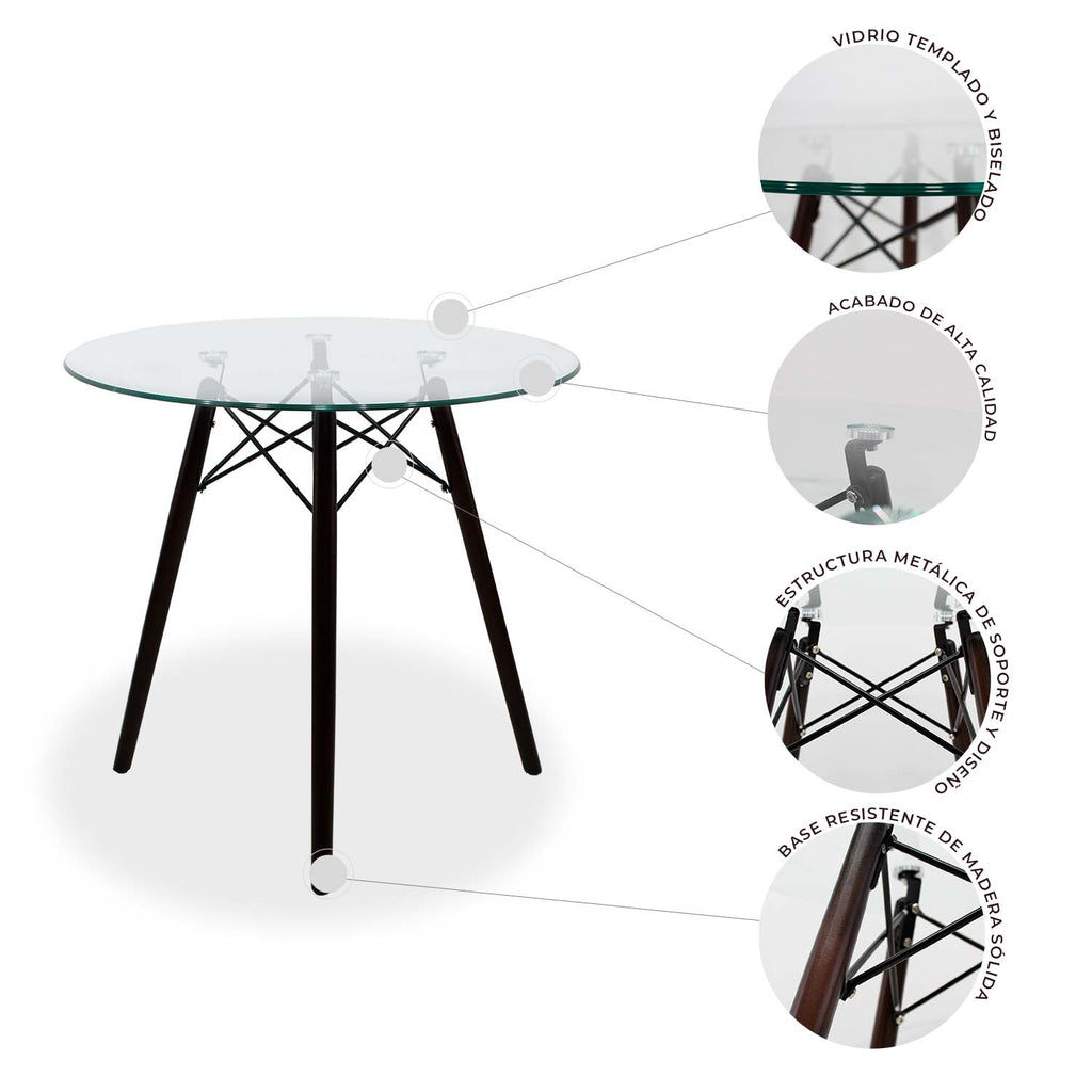 Mesa de Comedor Circular Oslo T8 Nogal