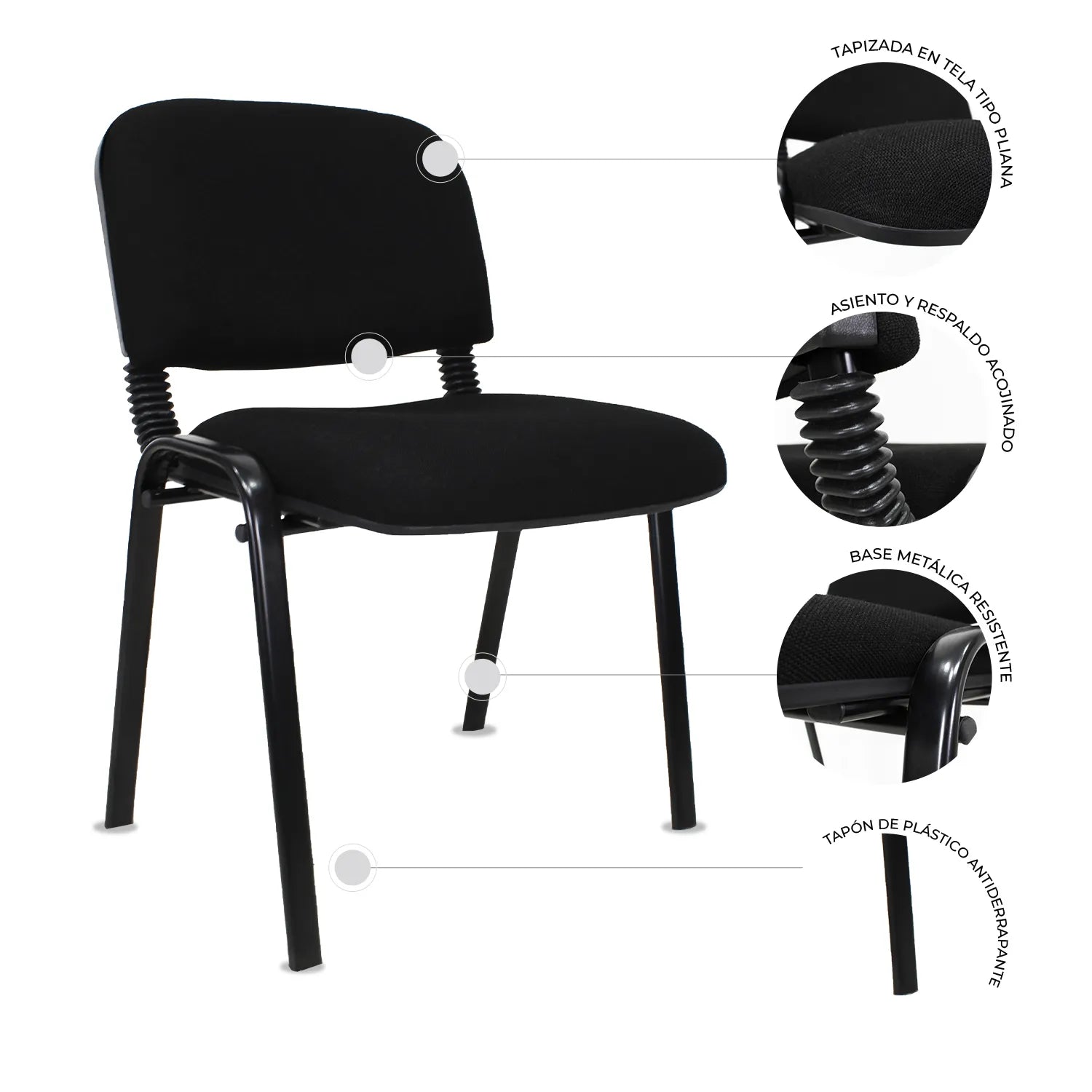 Set de 4 Sillas Fijas Tela ISO