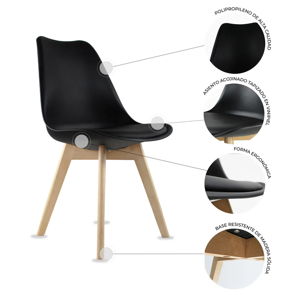 Comedor Mesa oslo Cristal T8 + 4 Sillas Frankfurt