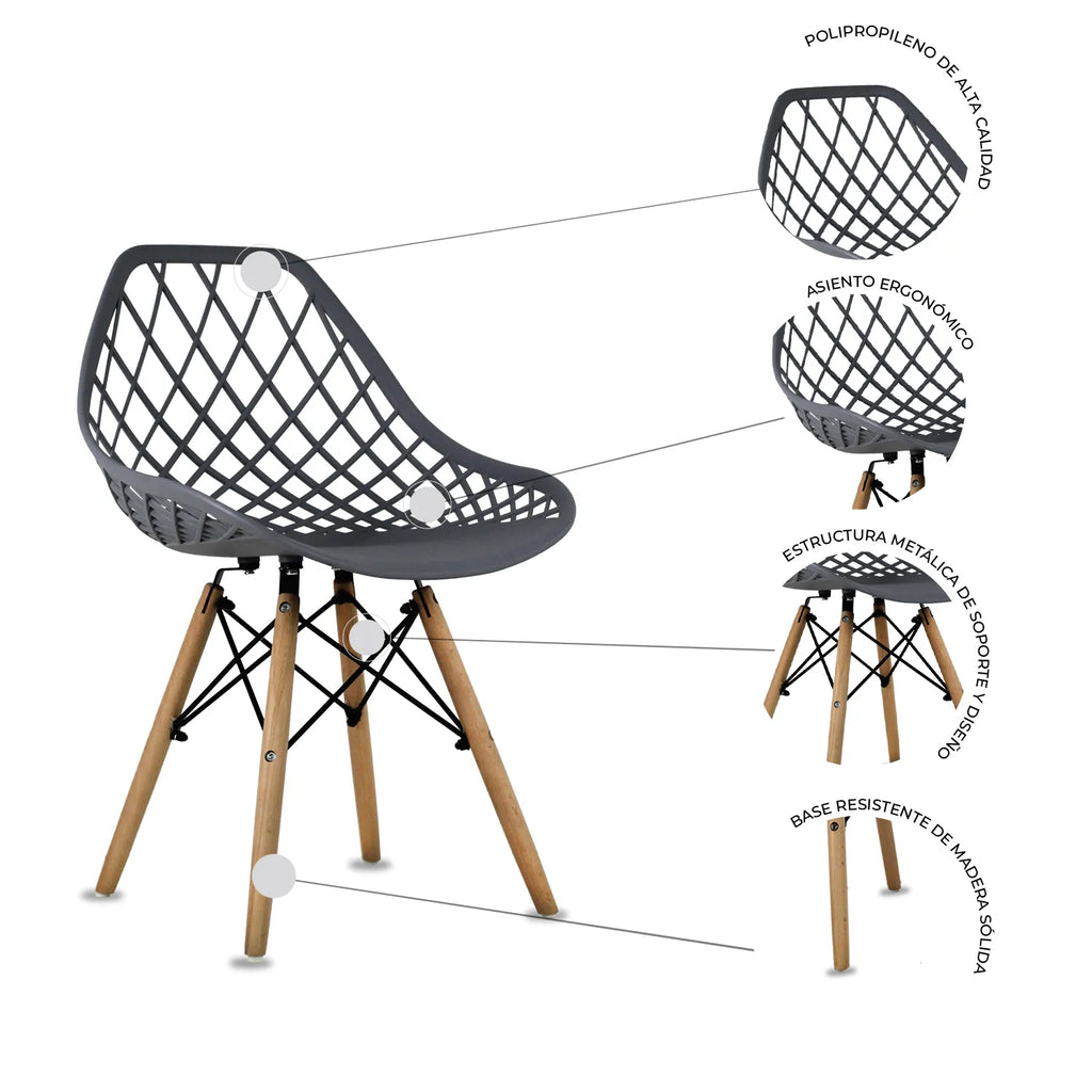 Set de 2 Sillas Oslo Vento | Sillas Eames para comedor