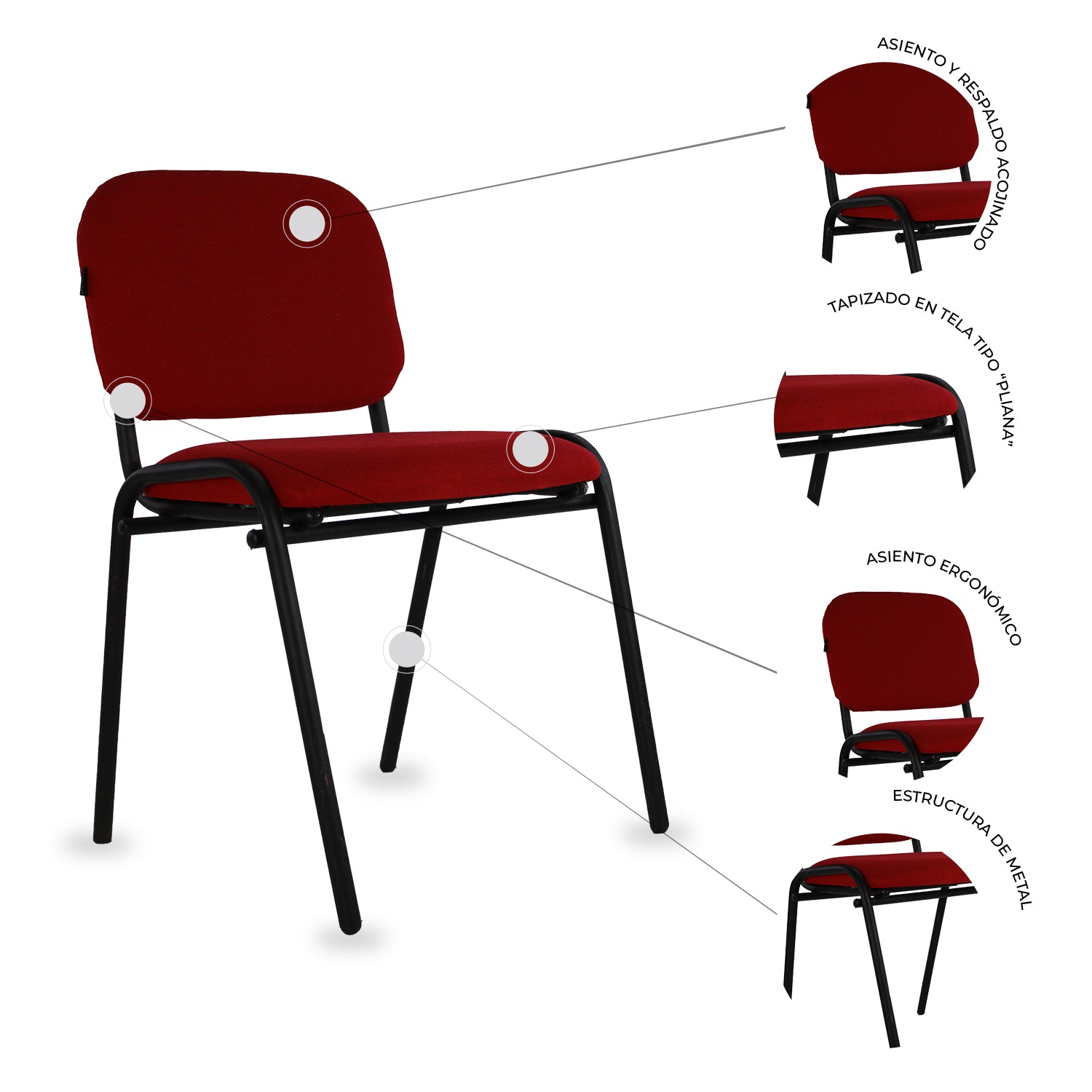 Set de 4 Sillas Fijas Tela 104Z