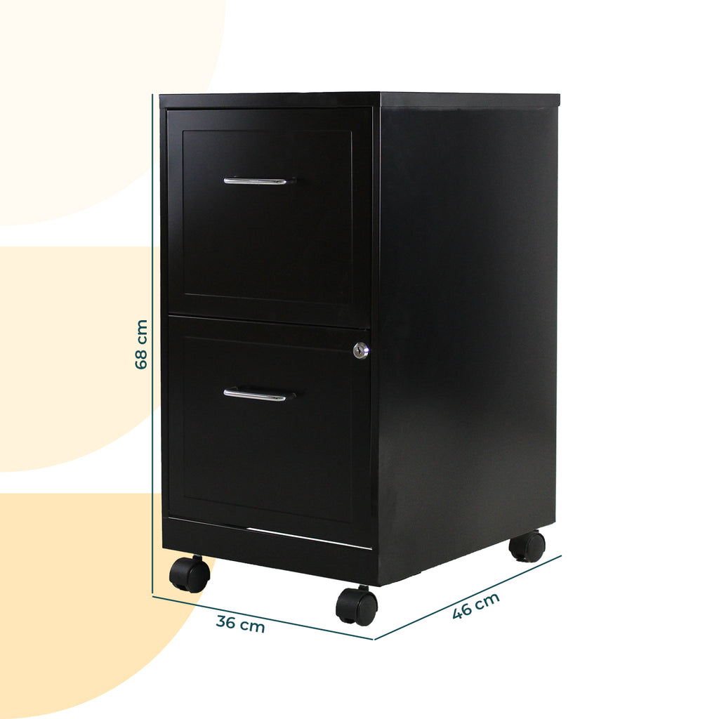 Archivero Metálico 2 gavetas Carta móvil 16251 Negro