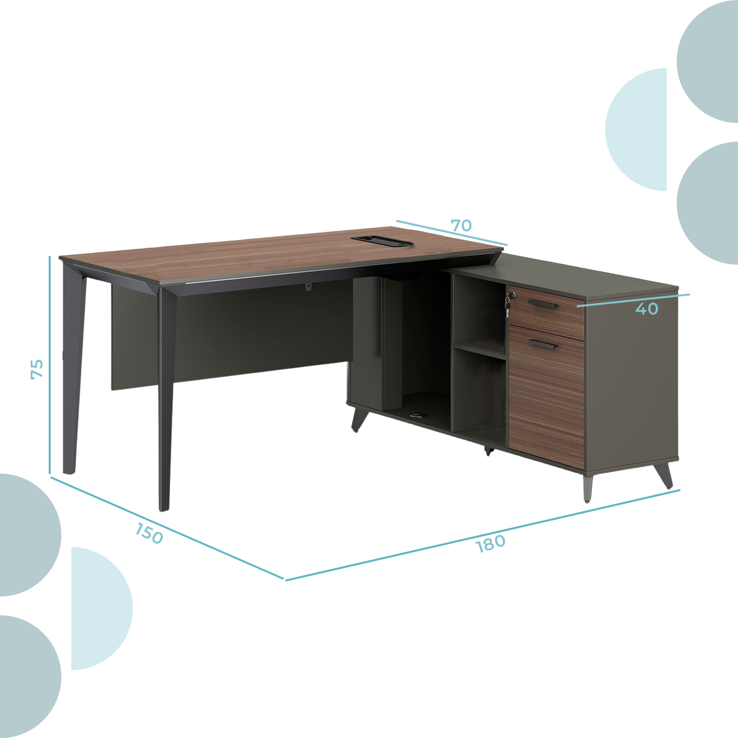 Escritorio ejecutivo Cracovia 180 Lateral