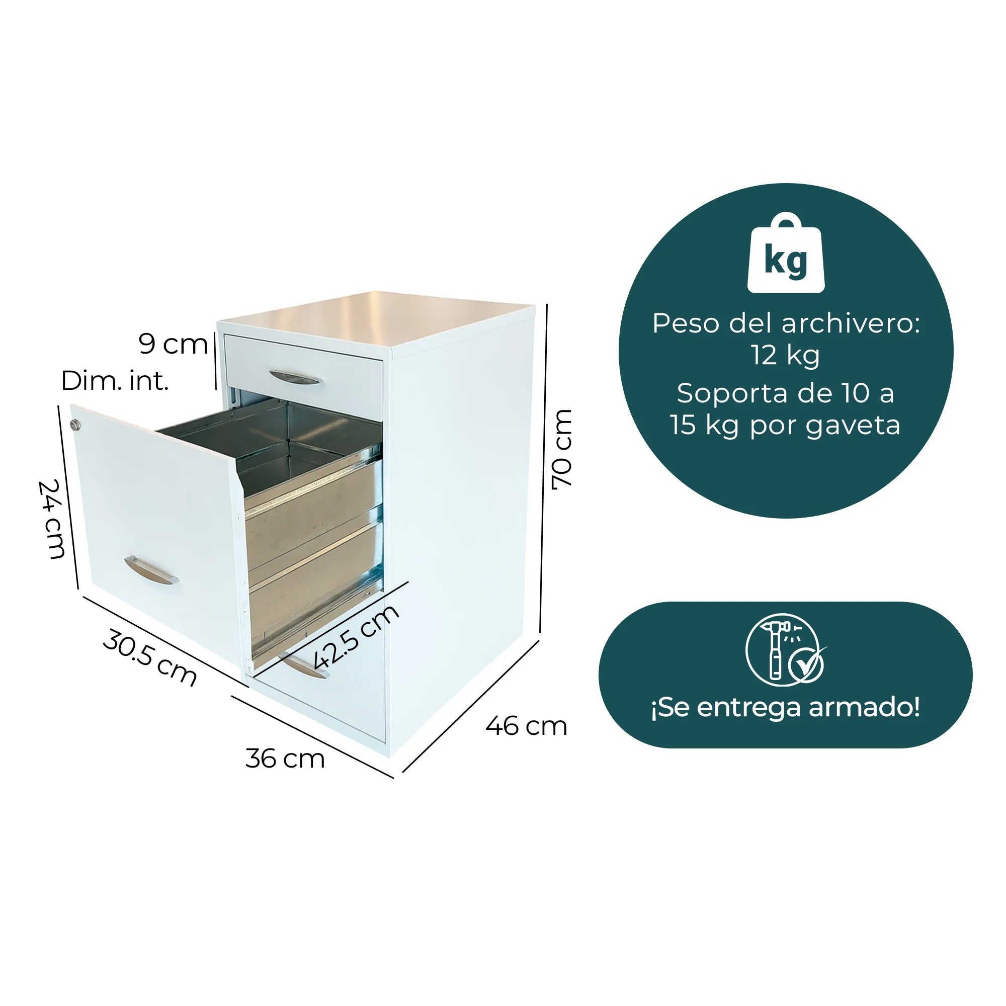 Archivero Metálico 2+1 gavetas Carta 18871  Blanco