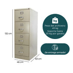 Archivero Metálico de 4 gavetas Oficio modelo 14120 color Gris