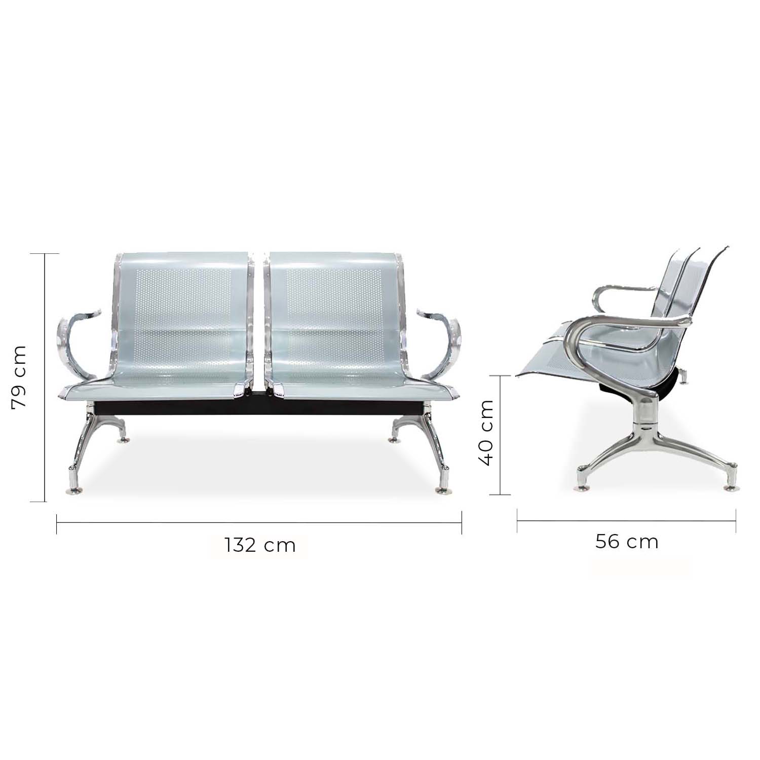 Banca De 2 Plazas Metálica de estructura sólida y segura