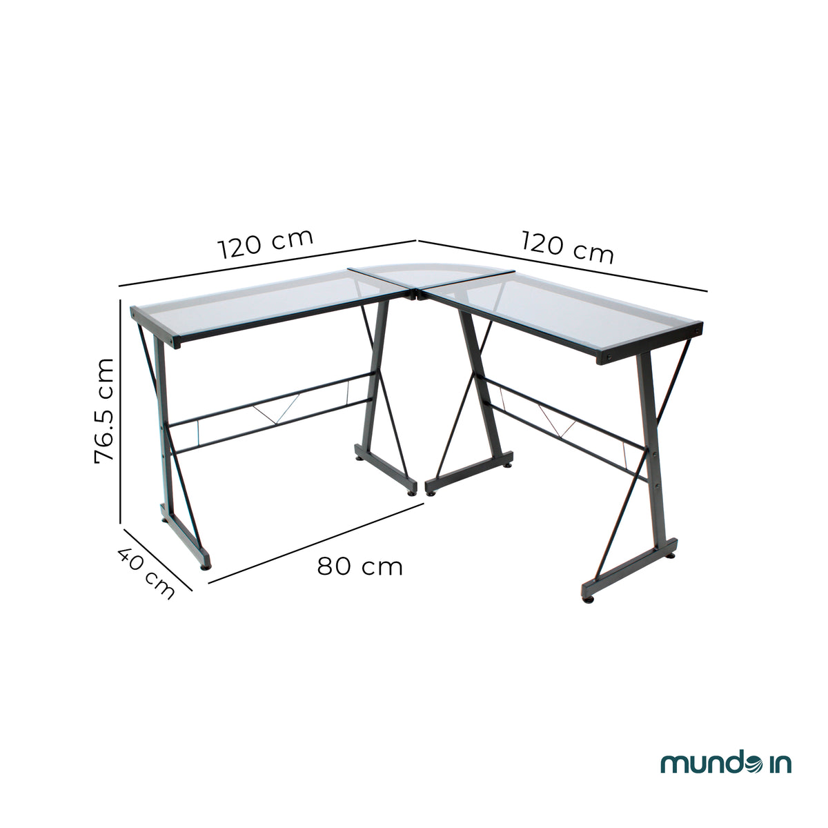 ESCRITORIO JM-909GN CRISTAL NEGRO