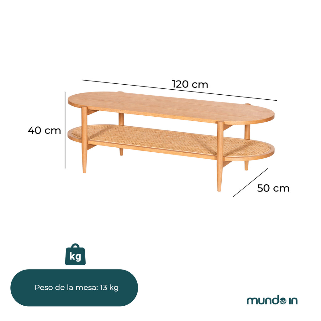 Mesa de centro rectangular Kangar – Encino o nogal 120x60