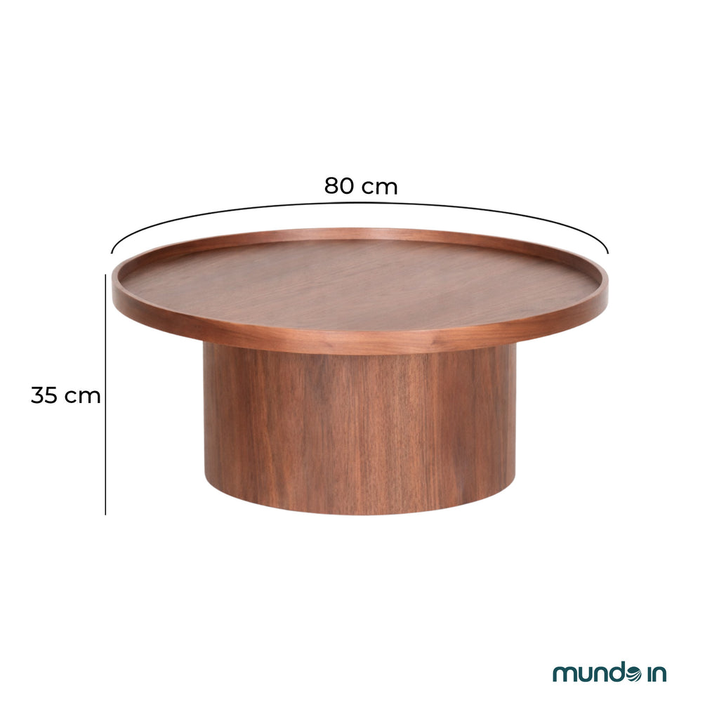 Mesa de centro Perak – Redonda en nogal y encino 80 cm