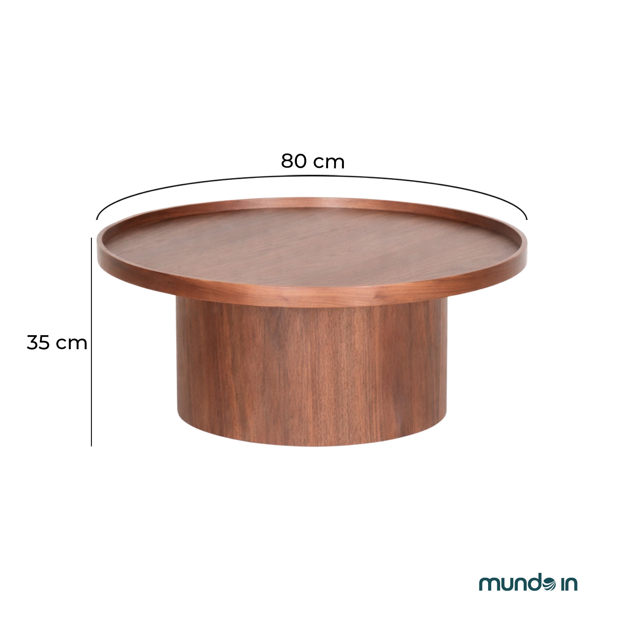 Mesa de centro Perak – Redonda en nogal y encino 80 cm