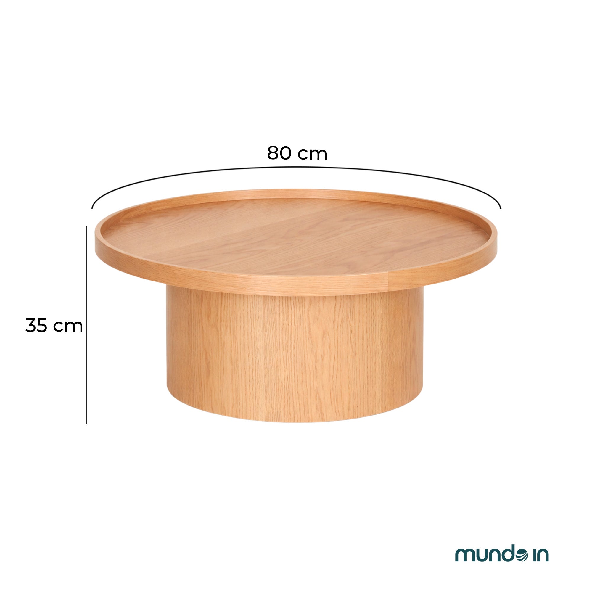 Mesa de centro Perak – Redonda en nogal y encino 80 cm