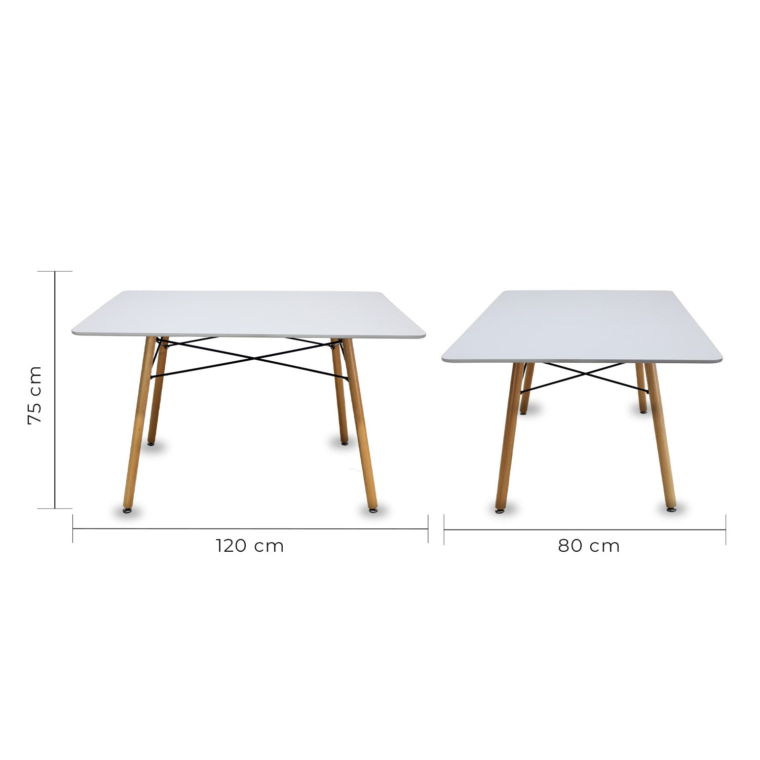 Comedor Mesa Rectangular Blanco 120X80 + 4 Sillas Frankfurt