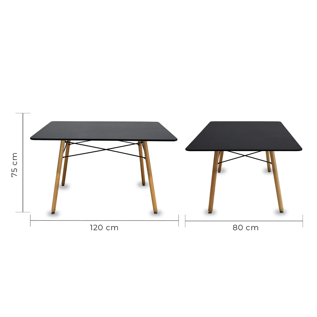 Comedor  Mesa Oslo Rectangular Negro + 4 Sillas Frankfurt