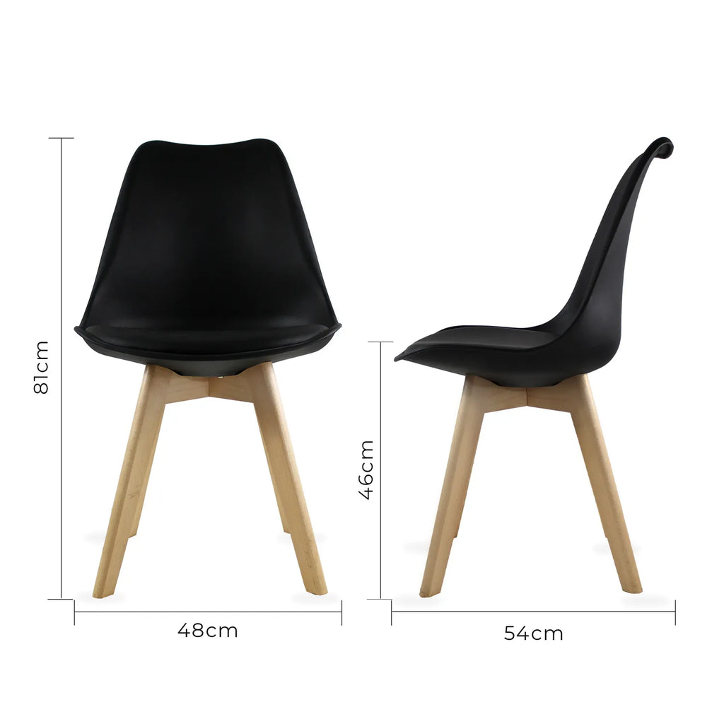 Comedor Mesa Oslo 80 Negro + 4 sillas Frankfurt