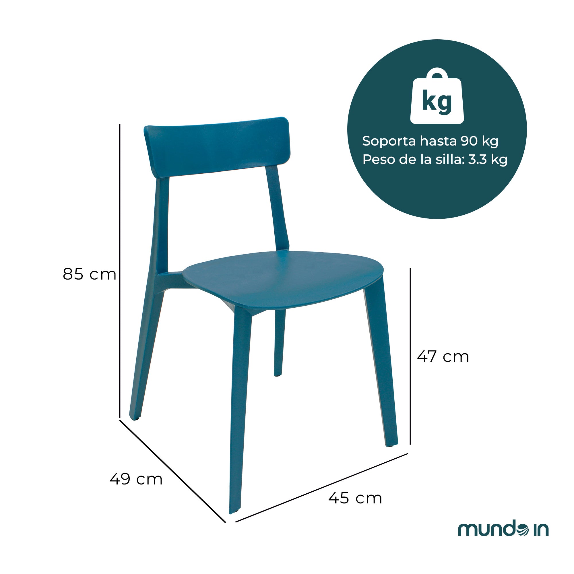 Comedor Mesa Cuadrada Lodi + 4 Sillas Brianza para exterior o comercio