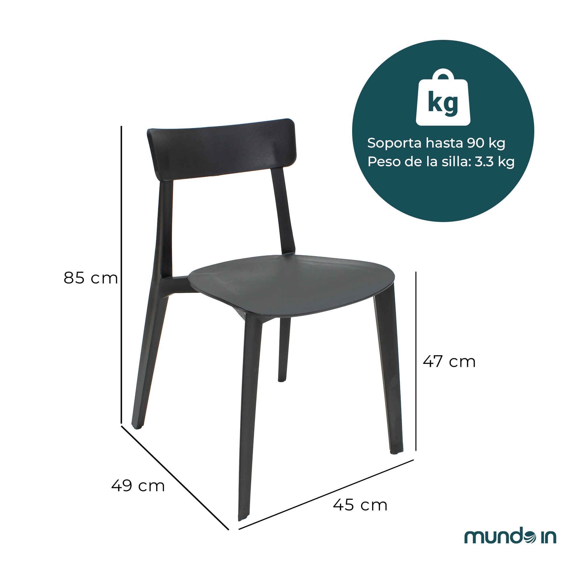 Comedor Mesa Cuadrada Lodi + 4 Sillas Brianza para exterior o comercio