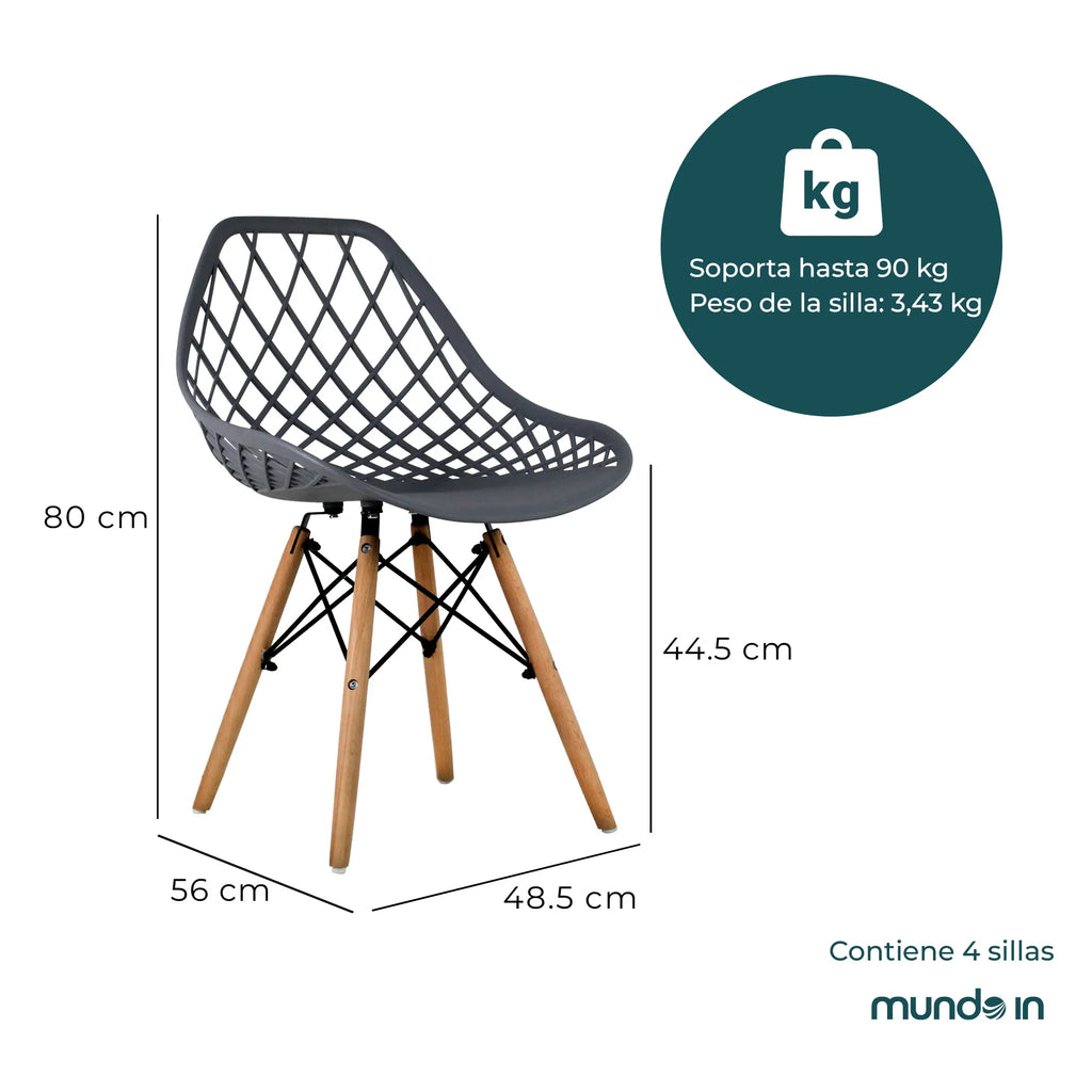 Set de 4 Sillas Oslo Vento | Sillas para comedor tipo Eames