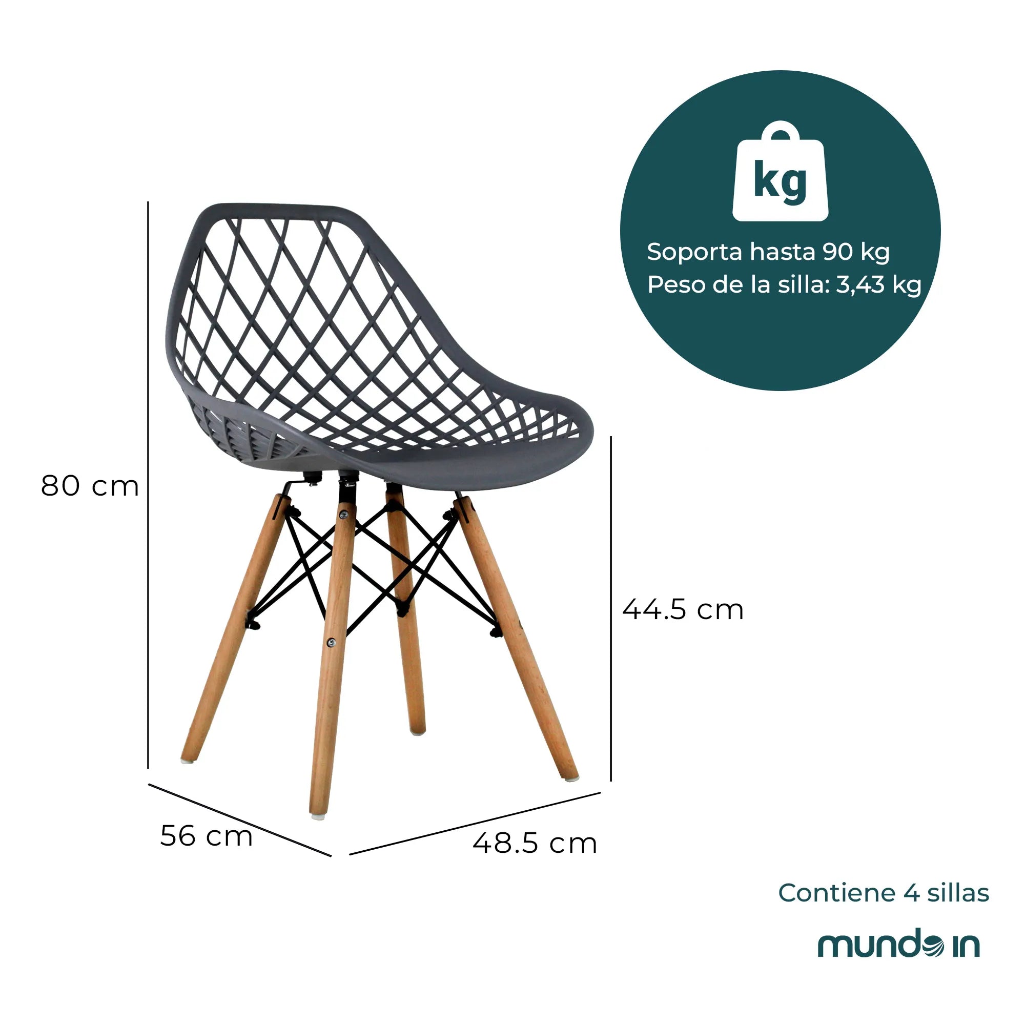 Set de 4 Sillas Oslo Vento | Sillas para comedor tipo Eames