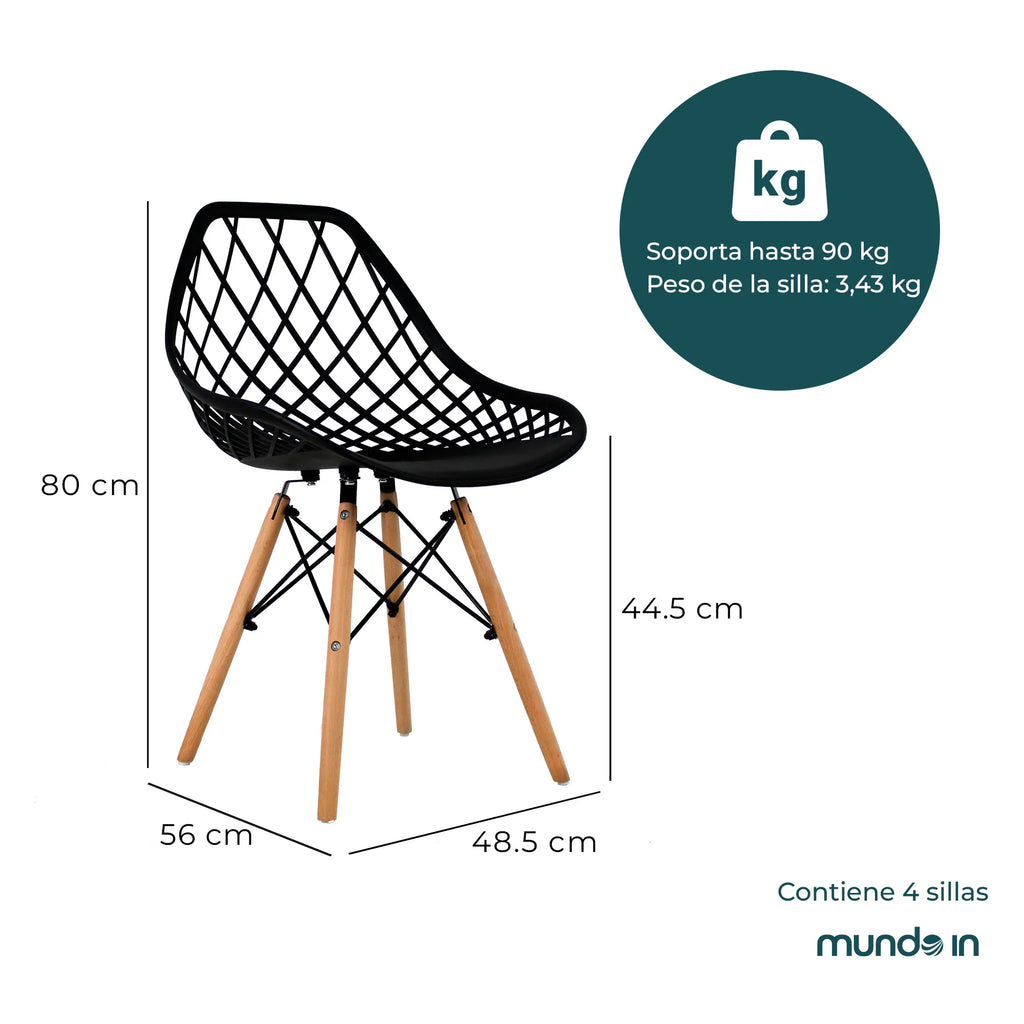 Set de 4 Sillas Oslo Vento | Sillas para comedor tipo Eames