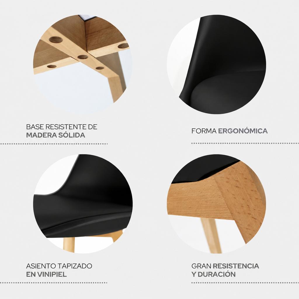 Set de 2 Sillas Frankfurt | Sillas Eames acojinadas para comedor