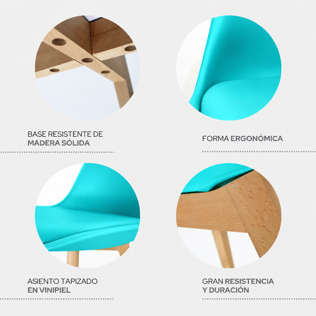 Set de 2 Sillas Frankfurt | Sillas Eames acojinadas para comedor