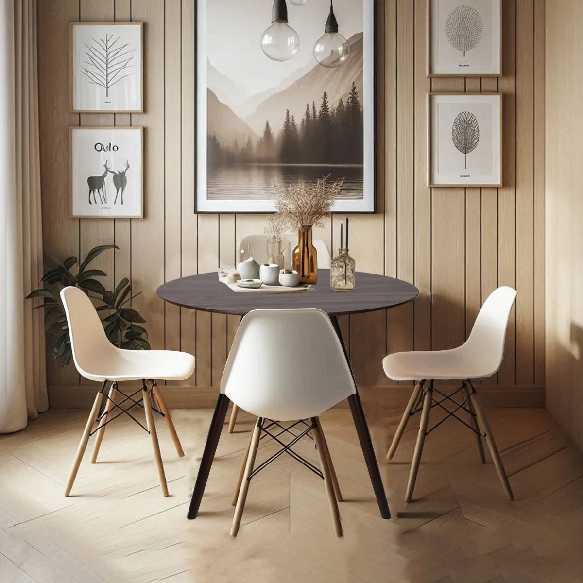 Comedor Mesa oslo 80 Nogal + 4 Sillas Oslo