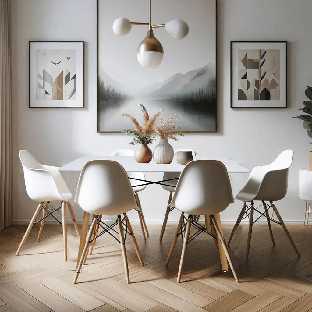 Comedor Mesa Oslo Rectangular  Blanco + 4 sillas Vento