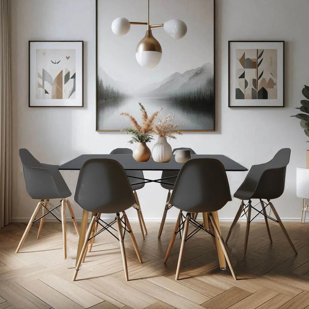 Comedor Mesa Oslo Rectangular  Negro + 4 sillas Vento