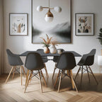 Comedor  Mesa Oslo Rectangular Negro + 4 Sillas Frankfurt