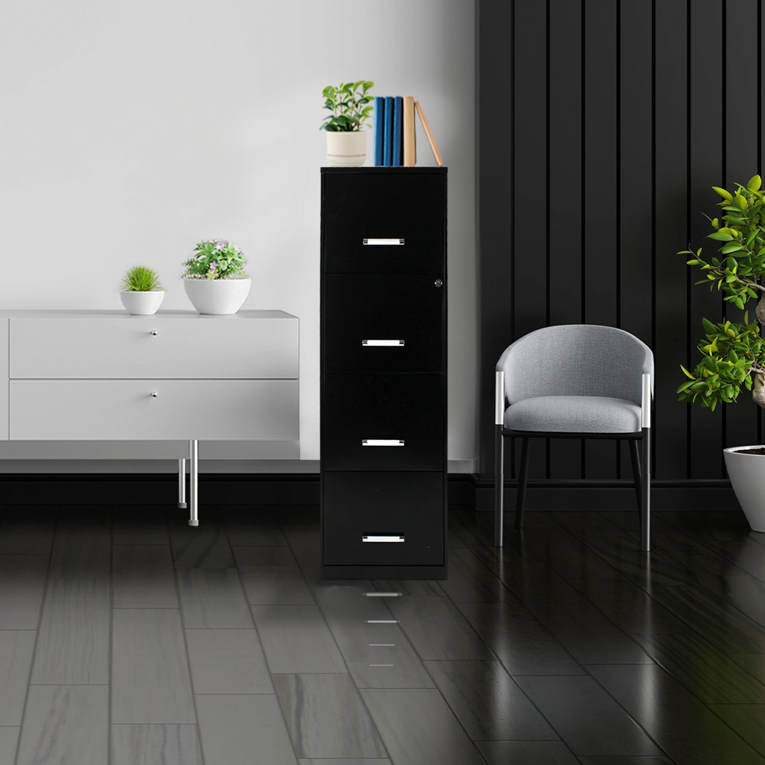 Archivero Metálico de 4 gavetas Carta modelo 16883 color Negro