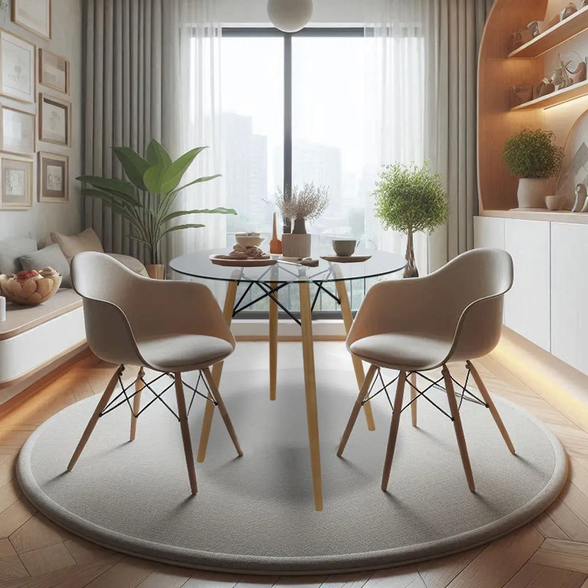 Comedor Mesa oslo Cristal T8 + 4 Sillas Frankfurt