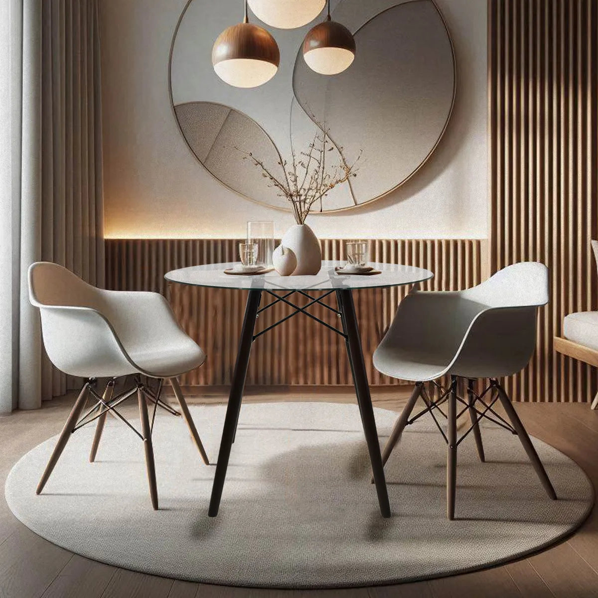 Mesa de Comedor Circular Oslo T8 Nogal