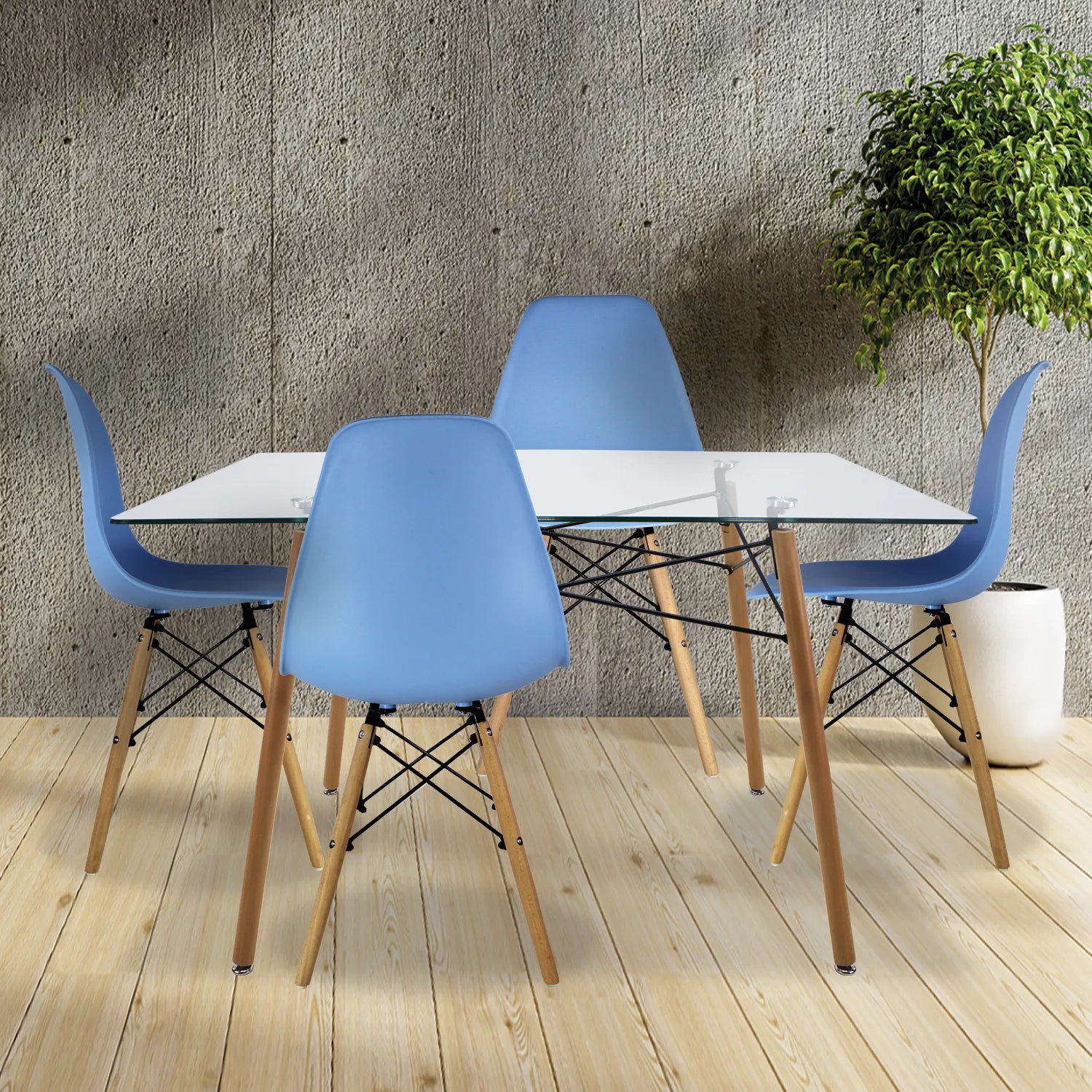 Comedor Mesa Oslo Rectangular Blanca + 4 Sillas Oslo