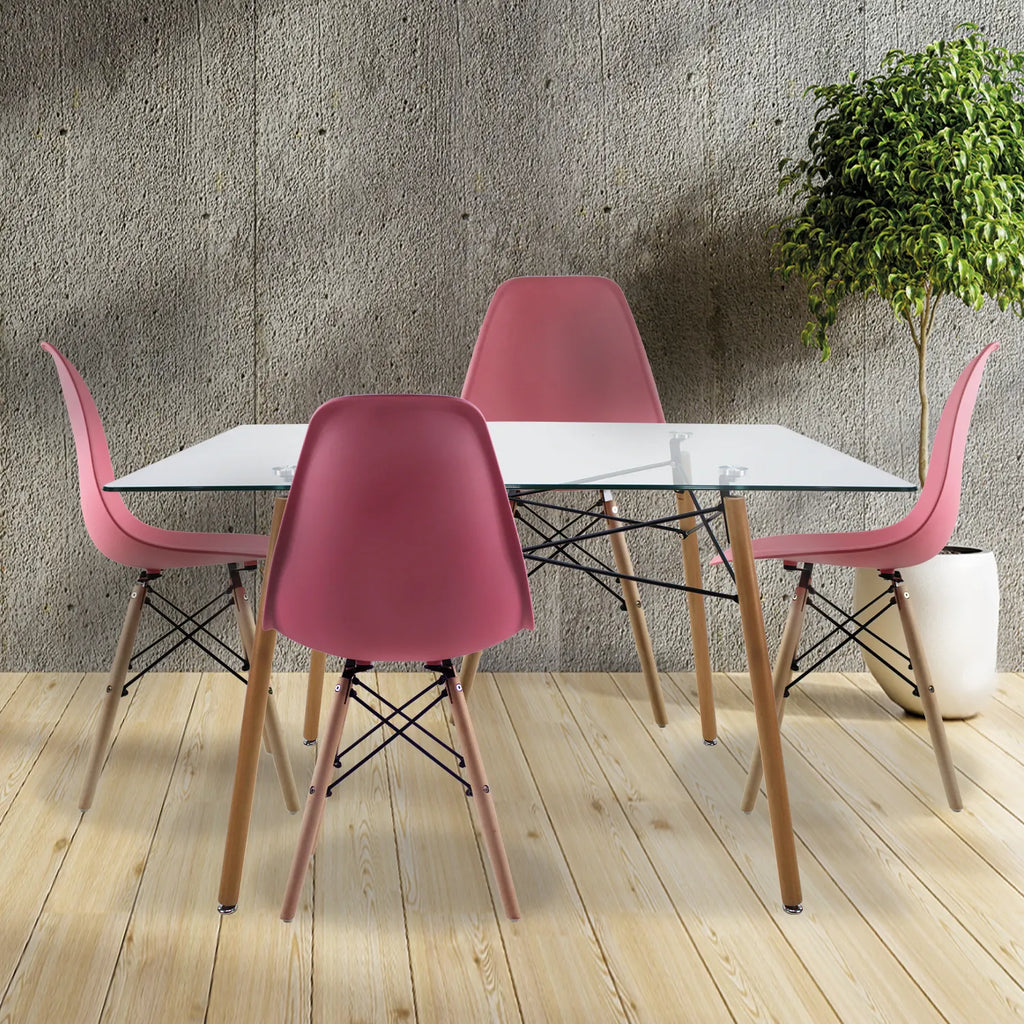 Comedor Mesa Rectangular T5 + 4 Sillas Oslo