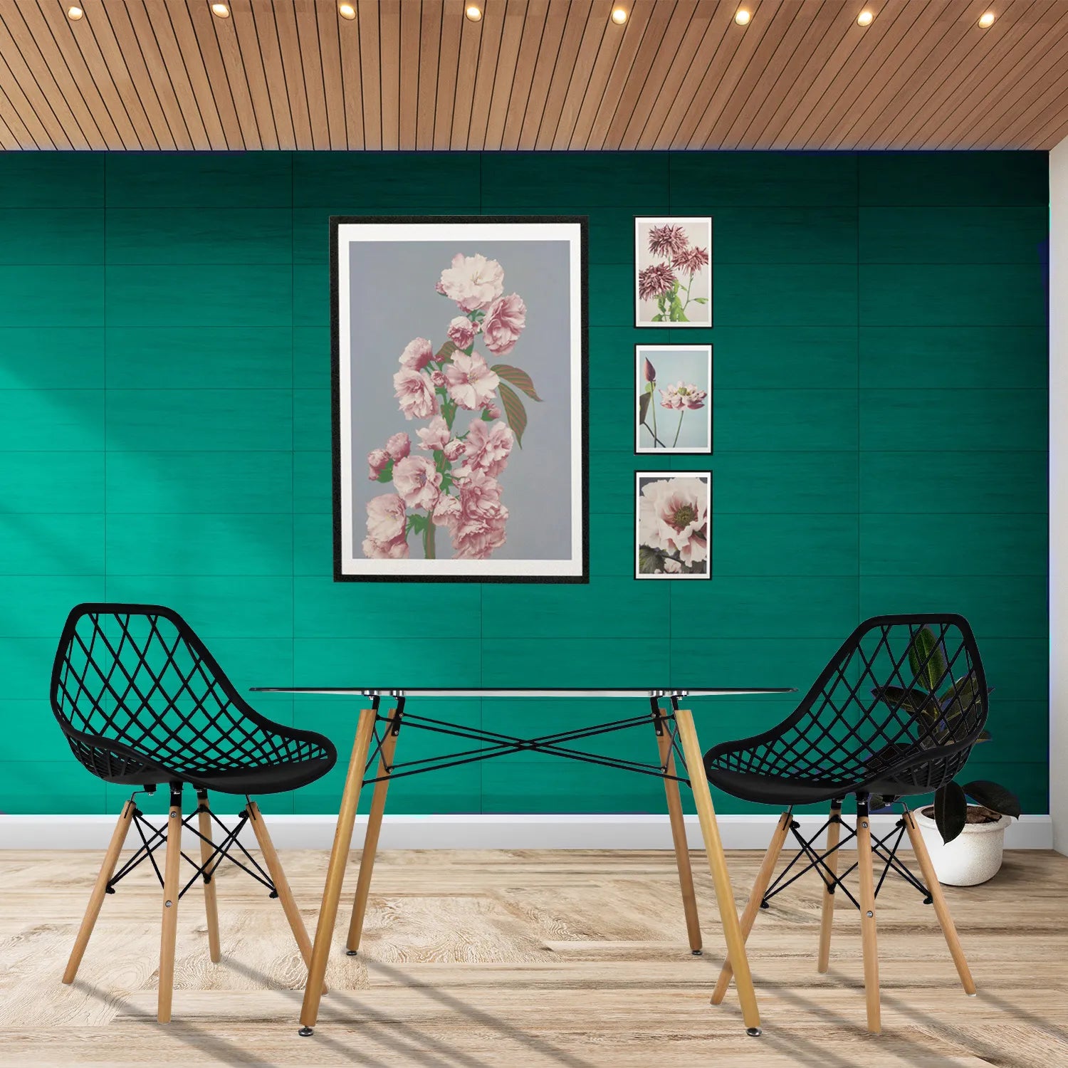 Comedor Mesa Oslo Cristal T8 + 4 Sillas Vento