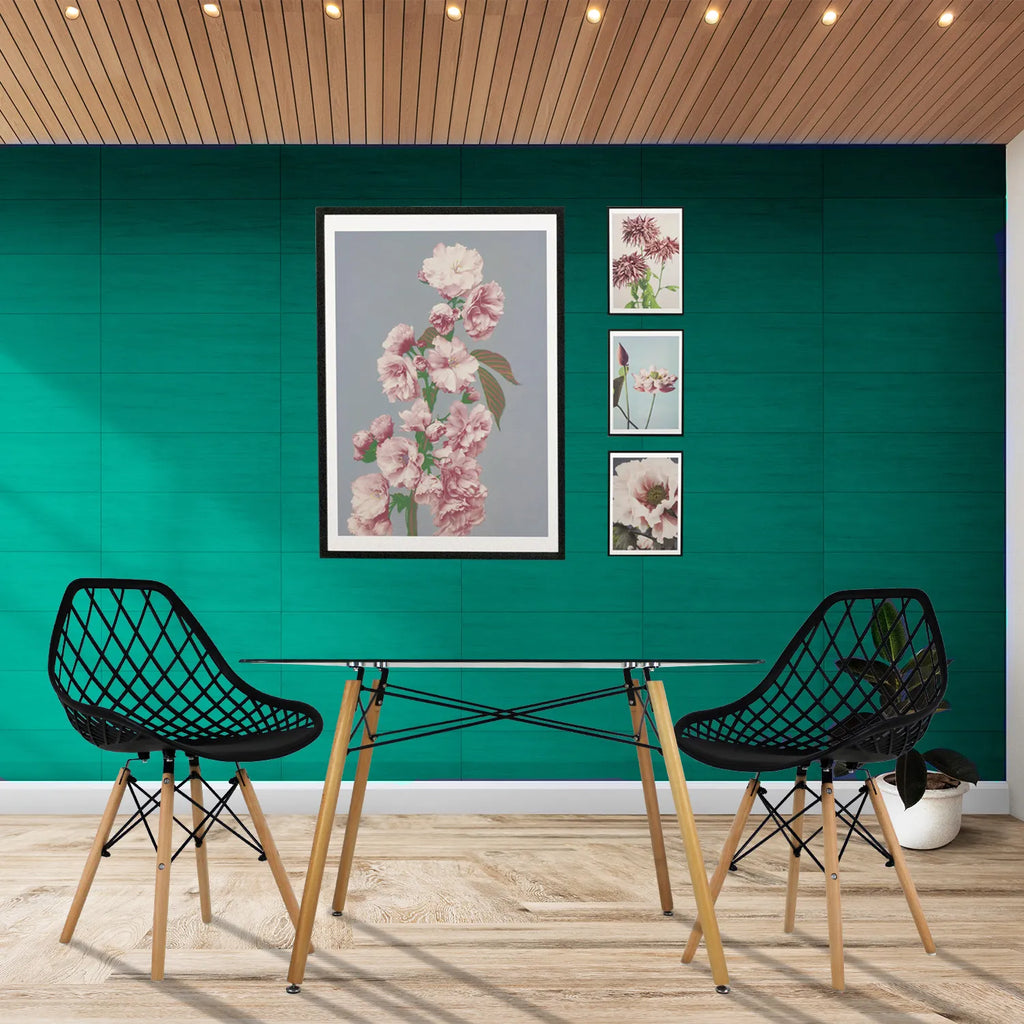 Comedor Mesa Oslo Rectangular  Negro + 4 sillas Vento