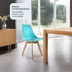 Comedor Mesa Oslo Cristal T5 NOGAL + 4 Sillas Frankfurt