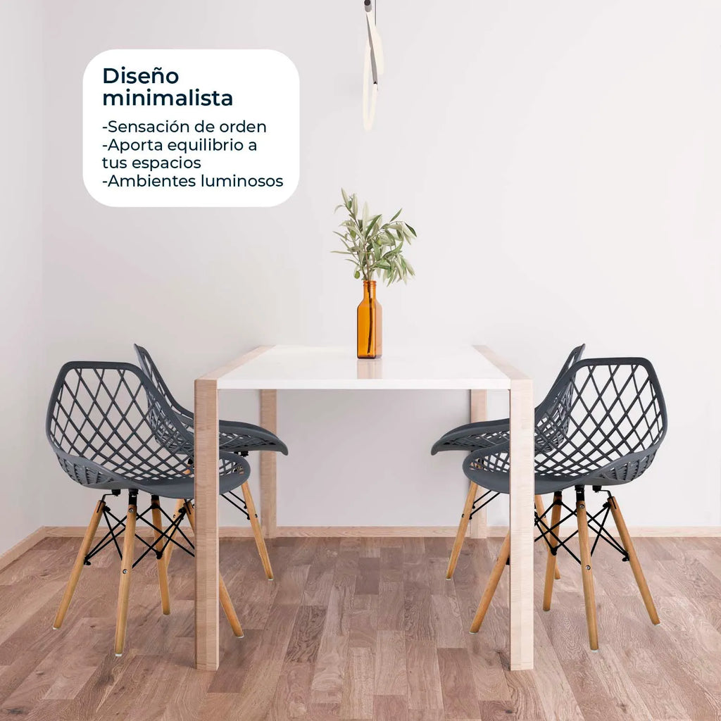 Comedor Mesa Oslo Rectangular  Negro + 4 sillas Vento