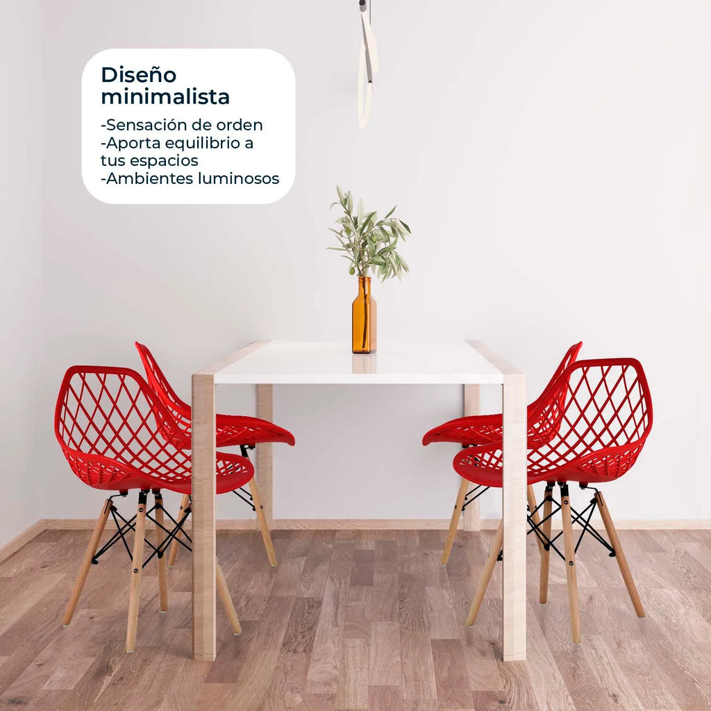 Comedor Mesa Oslo Cristal T8 + 4 Sillas Vento